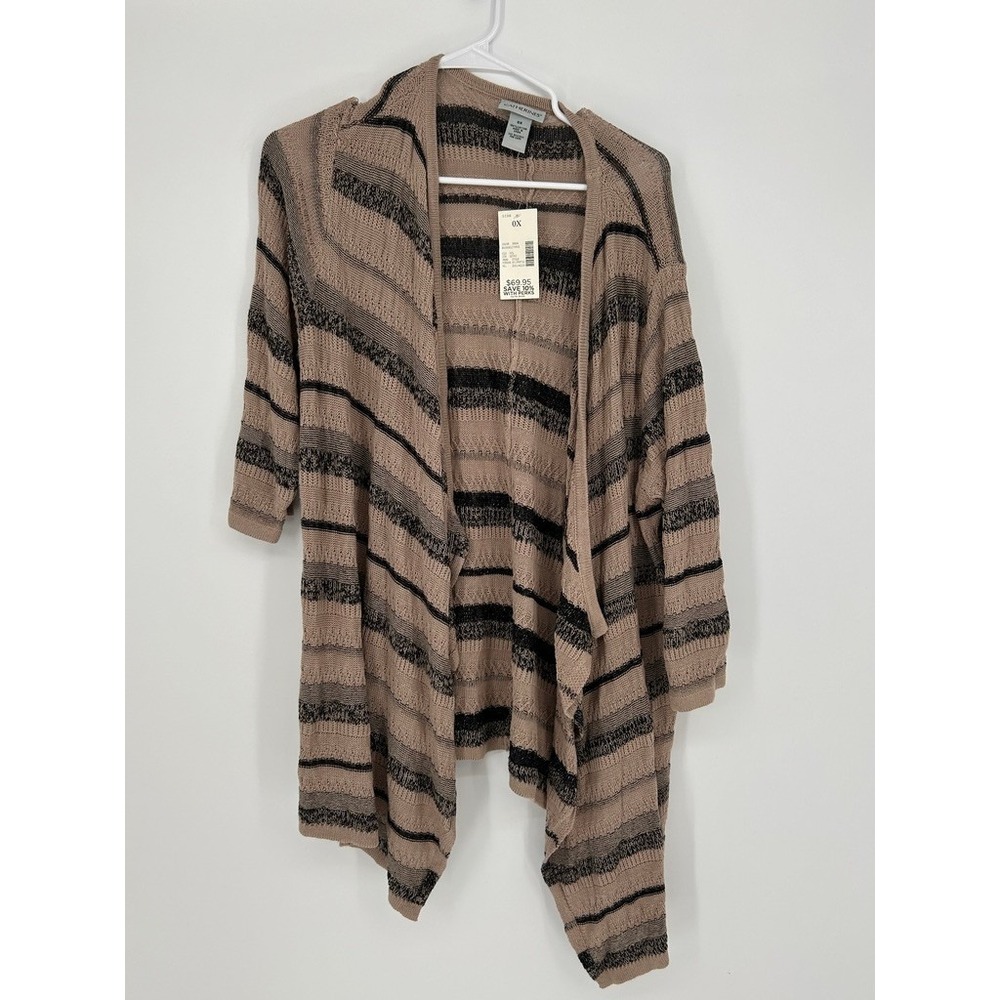 Catherines 0X 14/16 NWT Striped Cardigan Boho Coastal Earthy Minimalist Layering